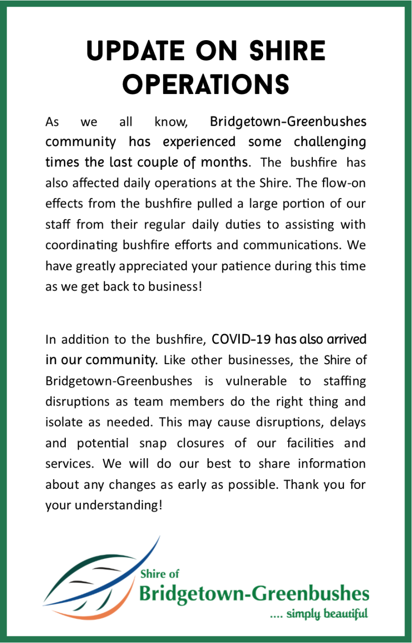 Update on Shire Operations