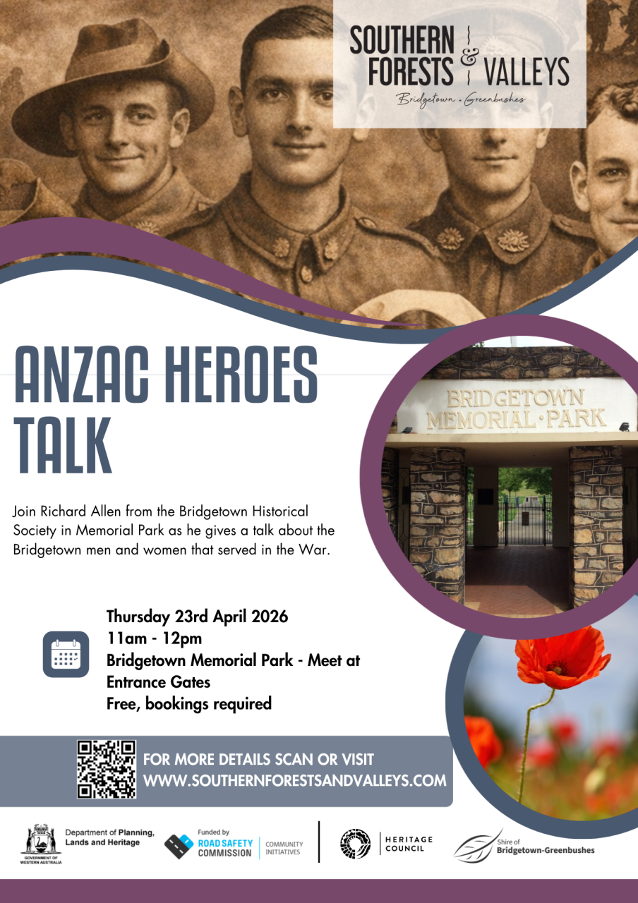 Southern Forests and Valleys Heritage Festival - Anzac Heroes Talk